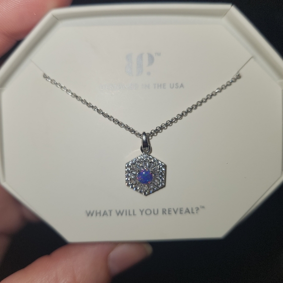 Bomb Party Necklace RBP7716 Say it with Flair Lab Grown Grey Fire Opal NIB - Picture 2 of 8